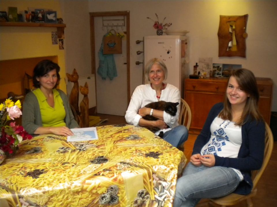 A student with their host family